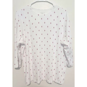 Christopher & Banks Lobster Print Tee Women’s XL Red White Coastal Beach Top